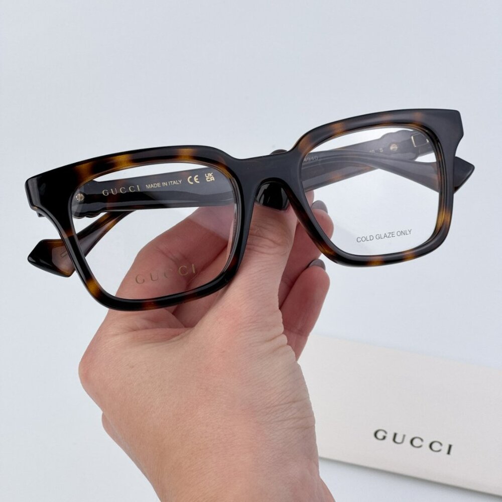 Gucci GG1728O 002 BRAND NEW Eyeglasses Havana Square Women